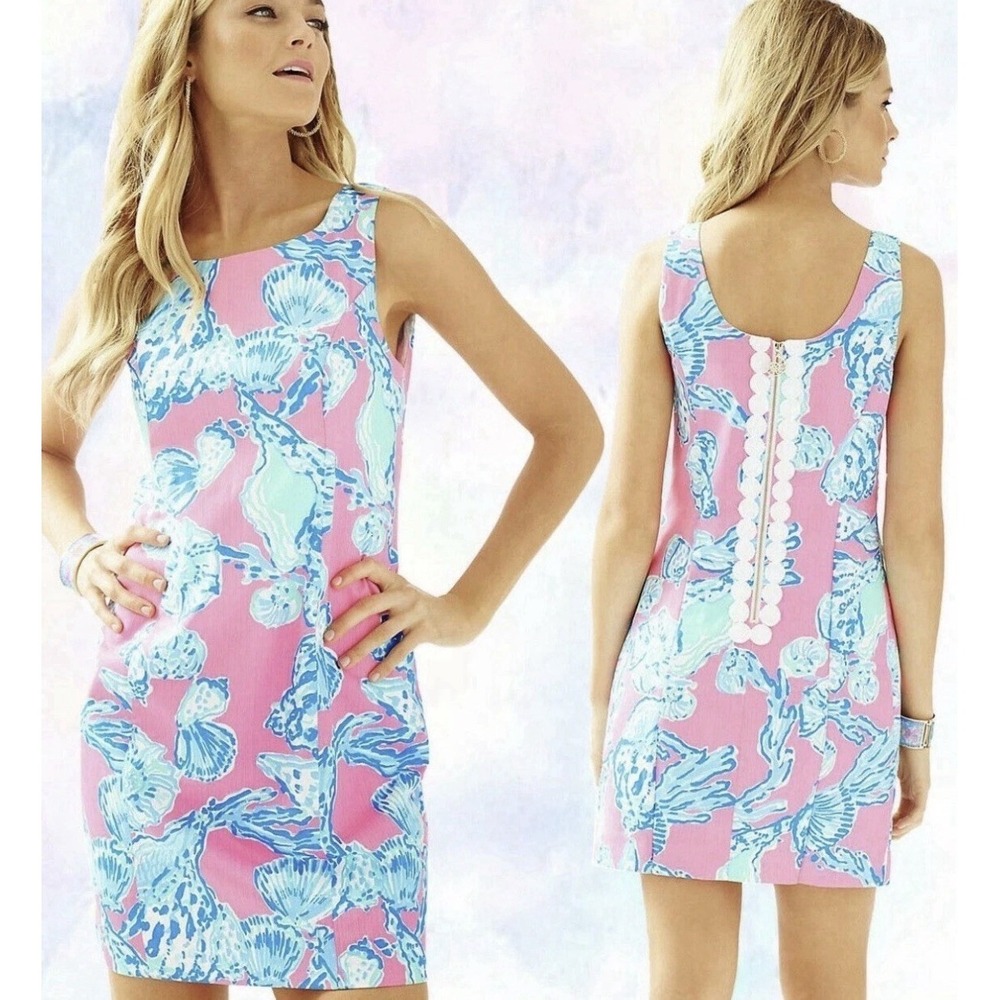 Lilly Pulitzer Cathy Shift Dress, Pink Pout Barefoot Princess, Size 8 EUC D16